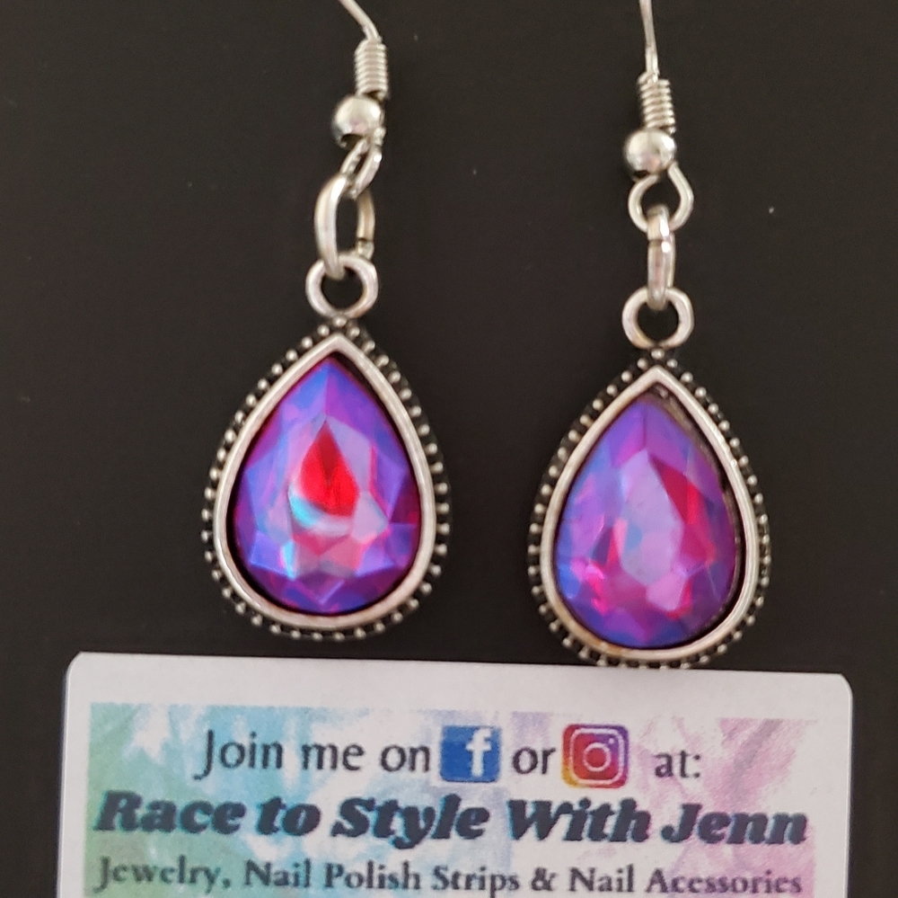 Pink Teardrop earrings on Silver hooks